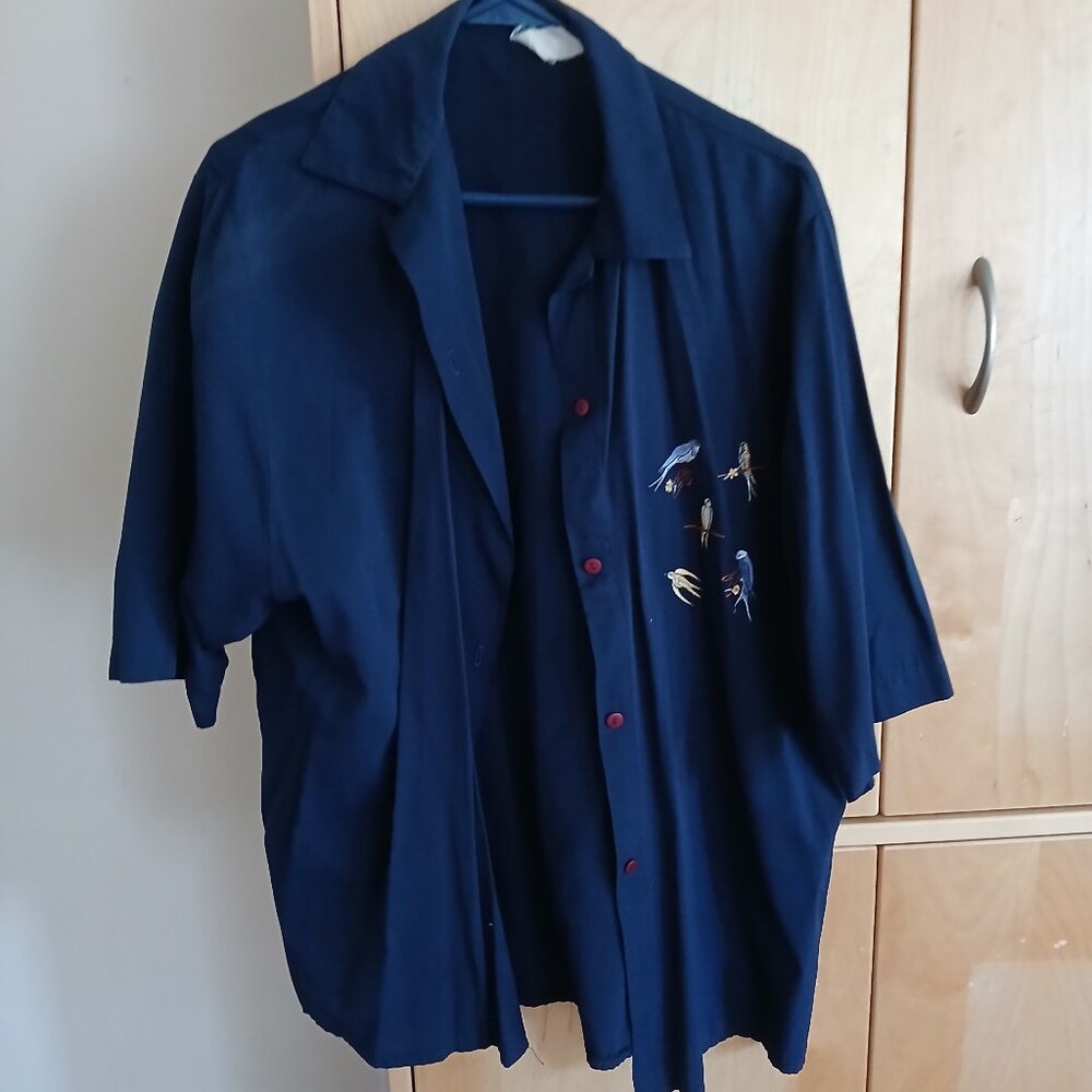 Women blue Blouse bird design size L